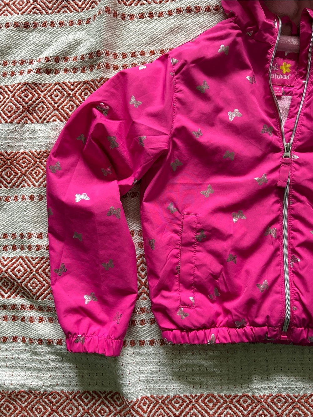 Platinum Hot Pink Hooded Jacket with Silver Butterfly Detail - Picture 3 of 5